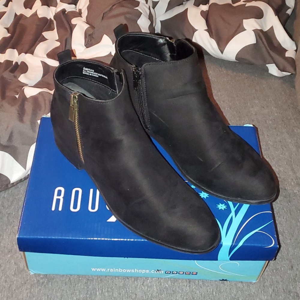 Black booties.